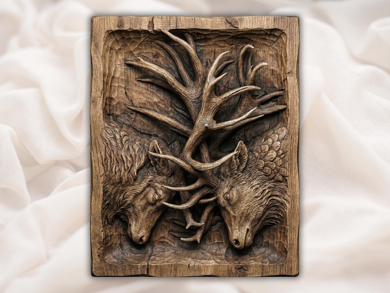 Deer Buck Antlers 3D Relief STL File bas-relief STL