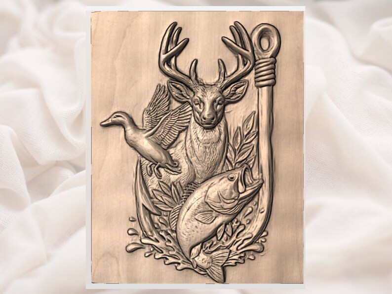 Deer Duck Bass Trophy Wall Art Panel view 3
