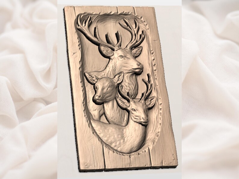 Deer Family 3D Relief STL view 2