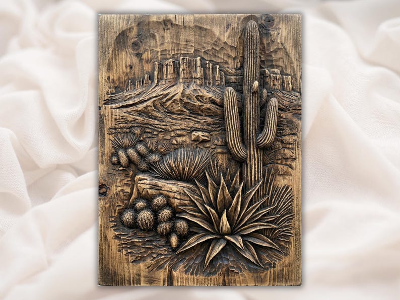 Desert Cactus 3D Relief STL bas-relief STL