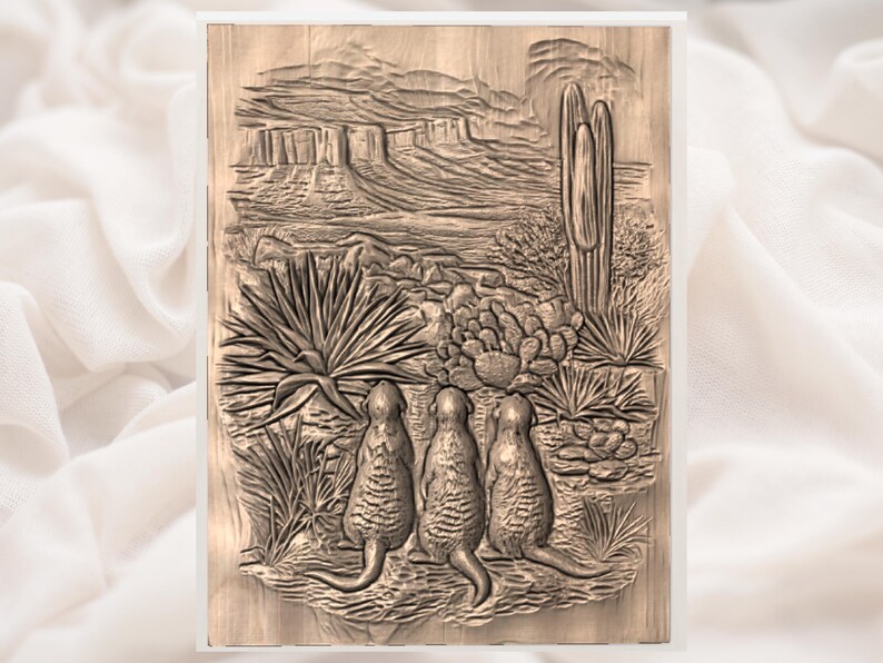 Desert Meerkats 3D Relief STL File view 3