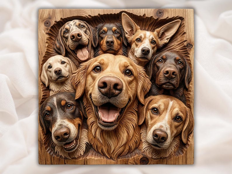 Dog Pack STL bas-relief STL design