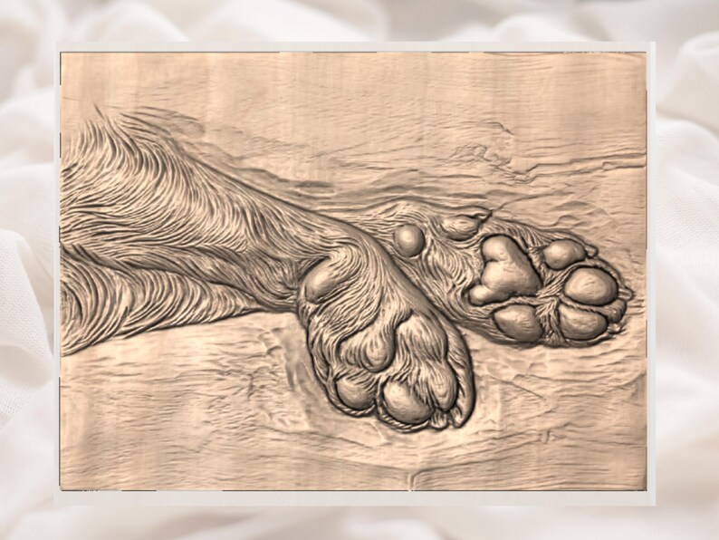 Sleeping Dog Paws STL Relief view 2