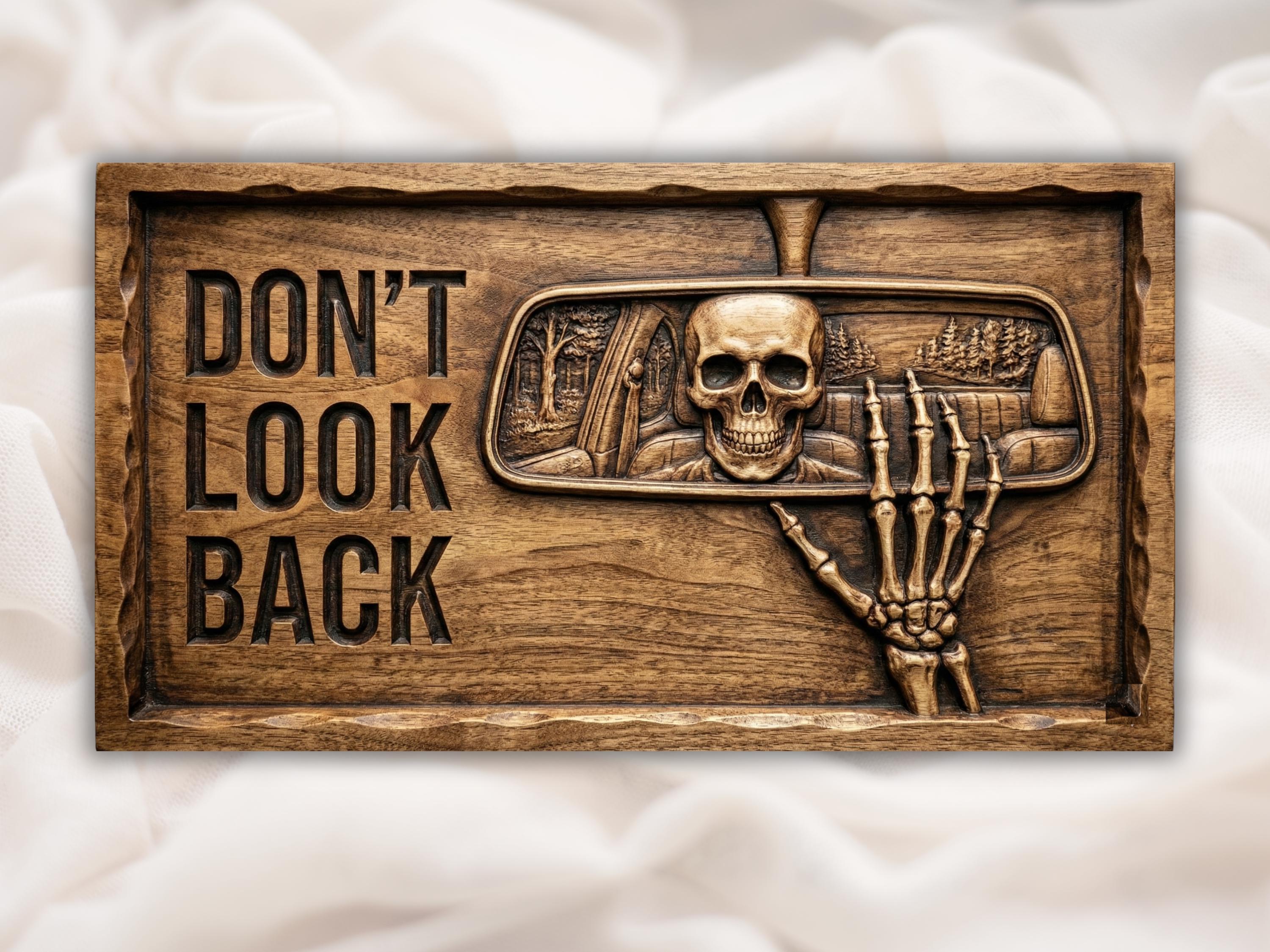 Skull in the Rearview Mirror Bas-Relief STL Carving bas-relief STL design