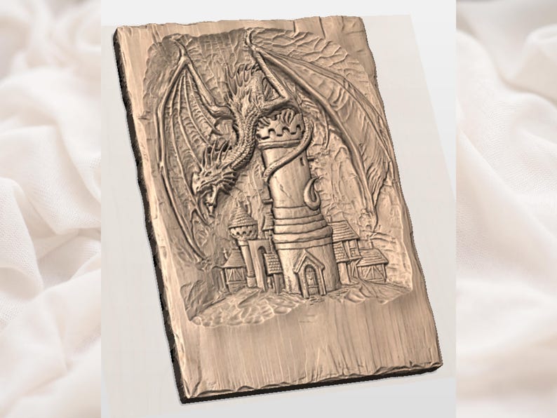 Dragon Castle 3D Relief STL view 3
