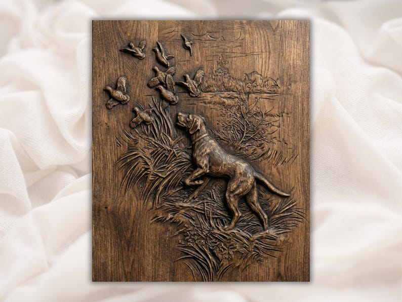 Duck Hunting Dog STL Relief bas-relief STL