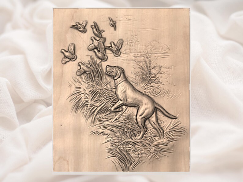 Duck Hunting Dog STL Relief view 3