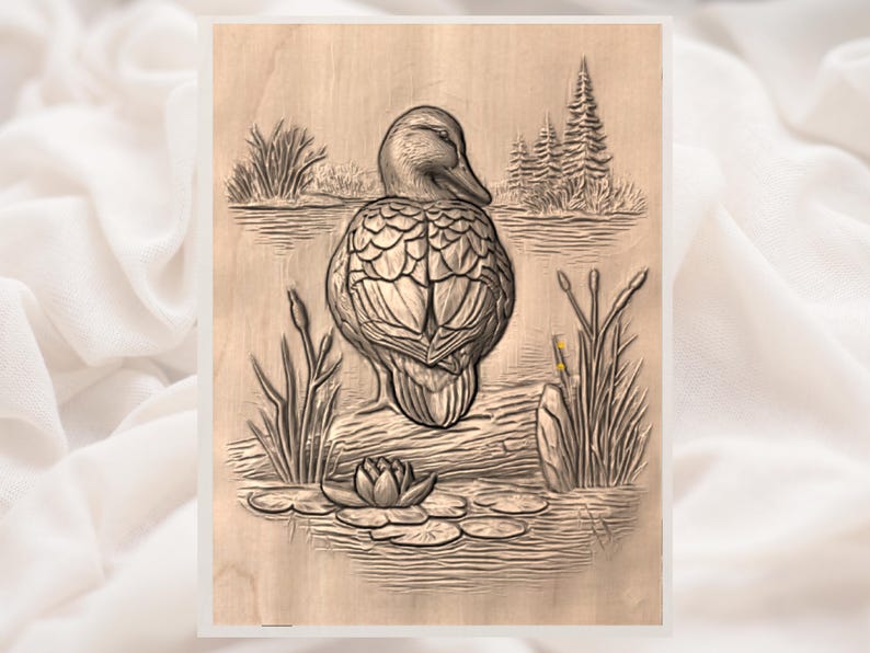 Duck on Lake 3D Relief STL File view 2