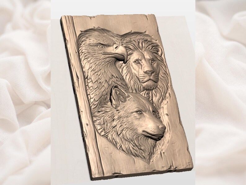 Eagle Lion Wolf STL view 2