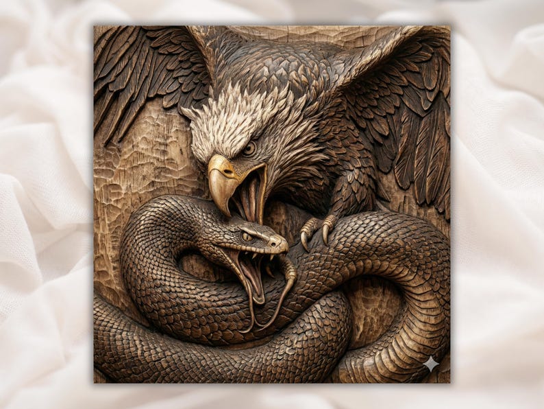 Eagle vs Snake 3D Relief STL File bas-relief STL design