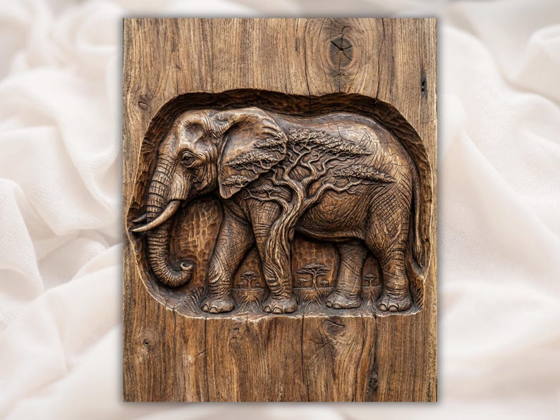 Elephant Safari 3D Relief STL bas-relief STL