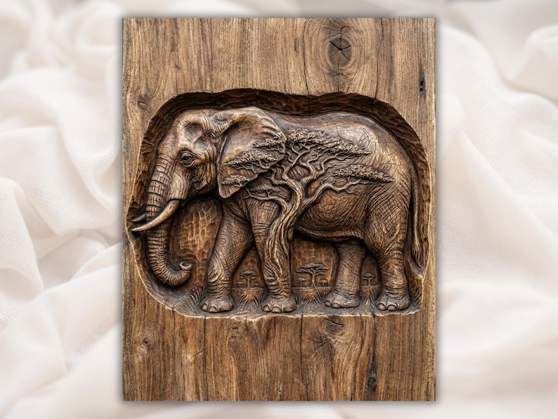 Elephant Safari 3D Relief STL bas-relief STL design