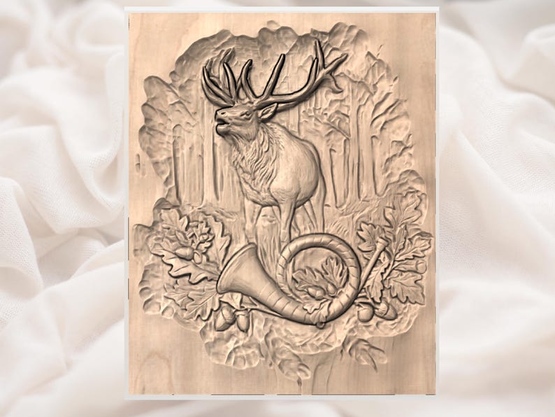 Elk Deer Hunting 3D Relief STL view 3