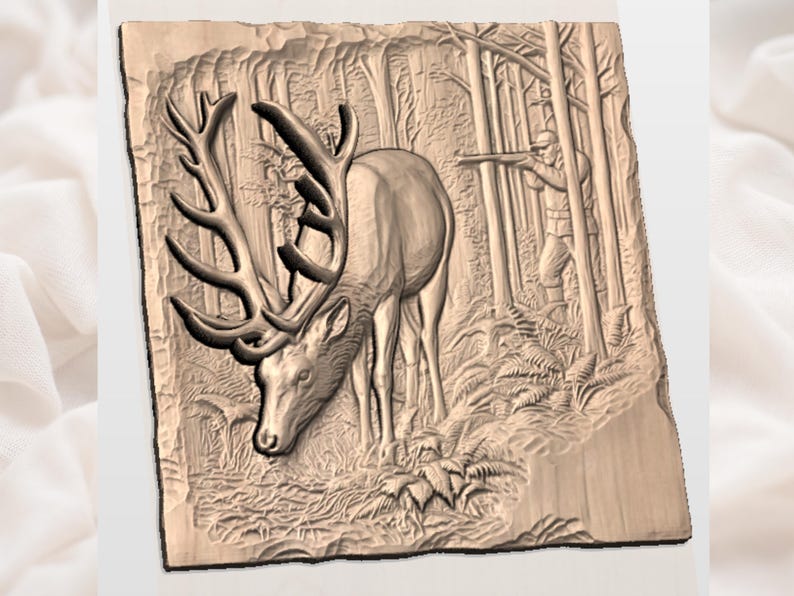 Elk Hunting Scene STL view 2