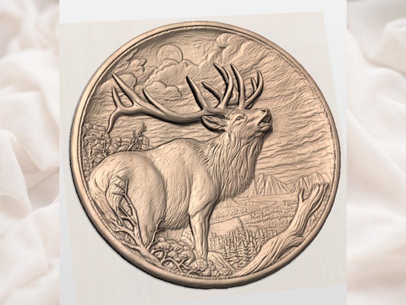 Elk Wall Art STL view 2