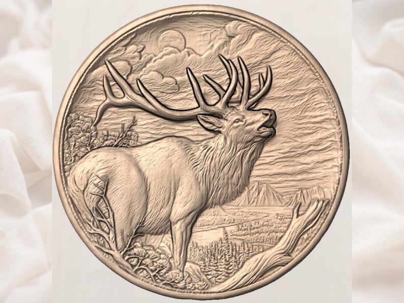 Elk Wall Art STL view 3