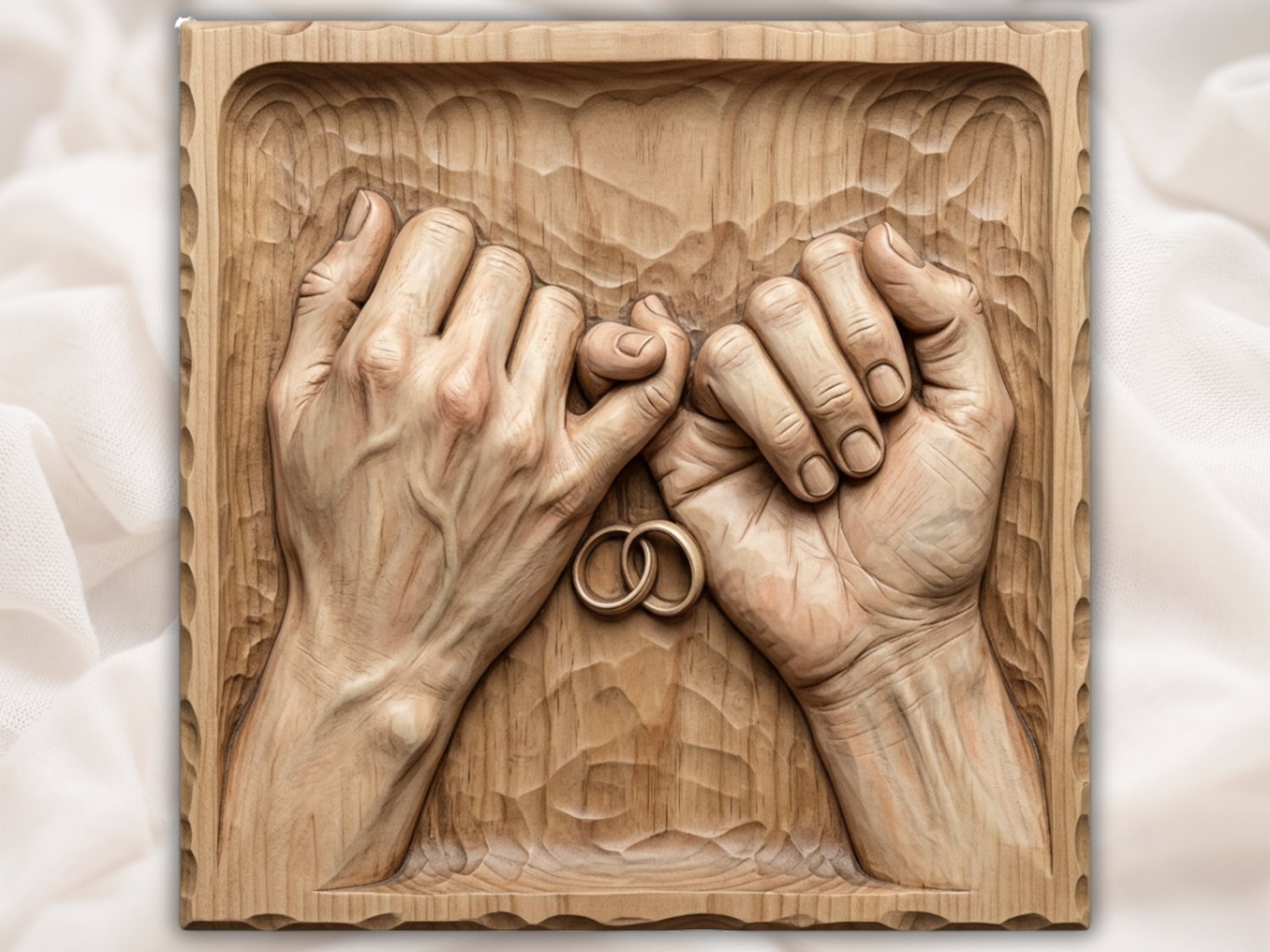 Eternal Bond Pinky Promise Wedding Rings CNC Relief STL bas-relief STL design