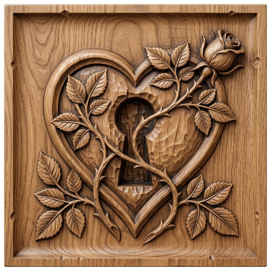 Eternal Secret Heart Rose CNC Relief STL bas-relief STL design