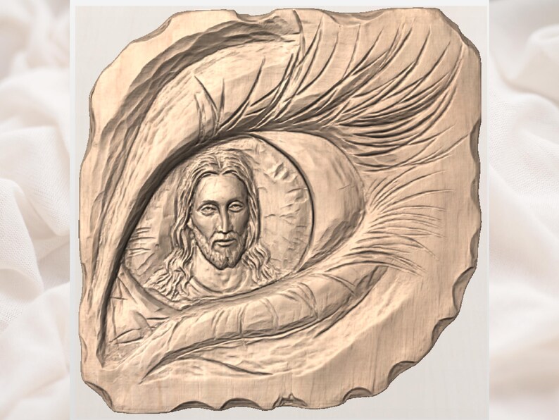 Eye With Jesus 3D Relief STL view 3