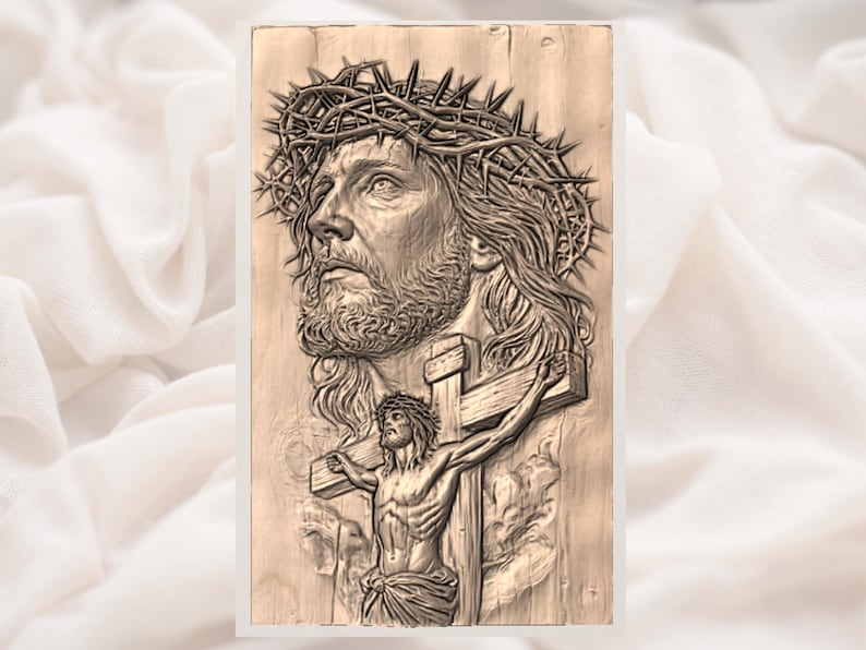 Face of Jesus Crucifixion 3D Relief STL view 2