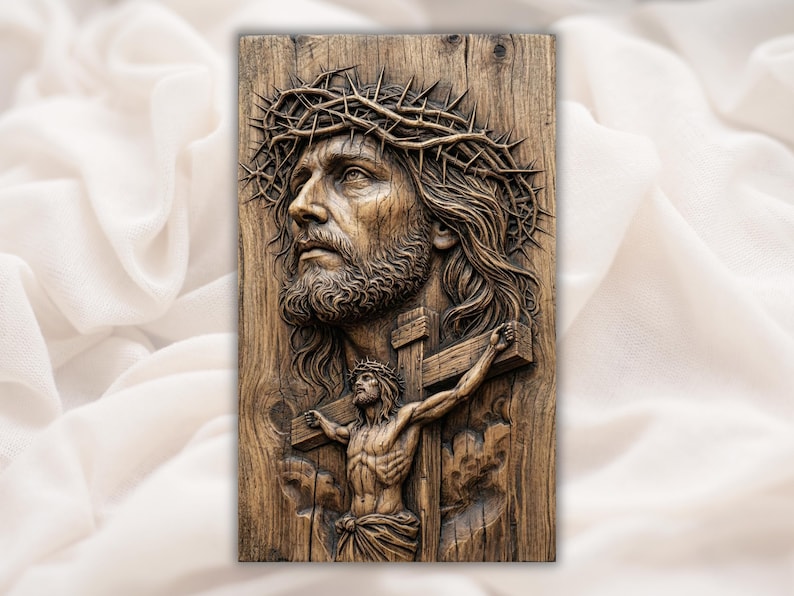 Face of Jesus Crucifixion 3D Relief STL bas-relief STL design