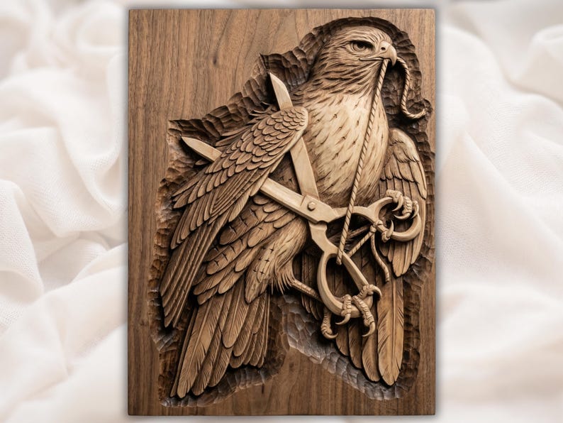 Falcon with Jesses 3D Relief STL bas-relief STL