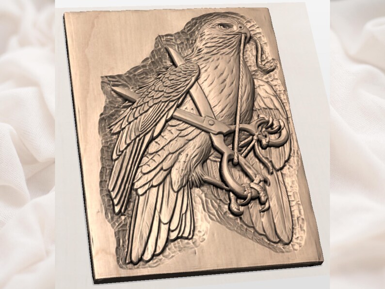Falcon with Jesses 3D Relief STL view 2