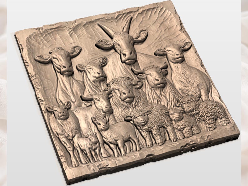 Farm Animals Relief STL Bundle view 2