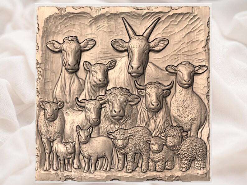 Farm Animals Relief STL Bundle view 3