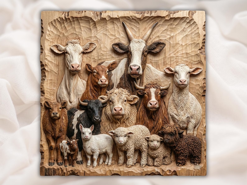 Farm Animals Relief STL Bundle bas-relief STL design
