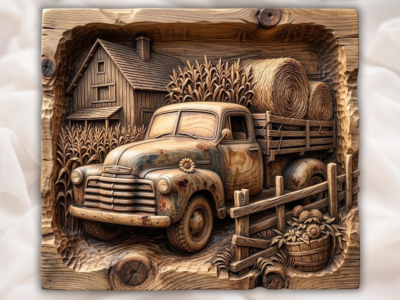 Farm Truck STL bas-relief STL