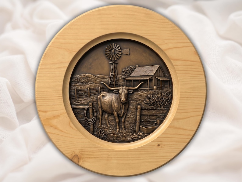 Farmhouse Cow Relief STL bas-relief STL