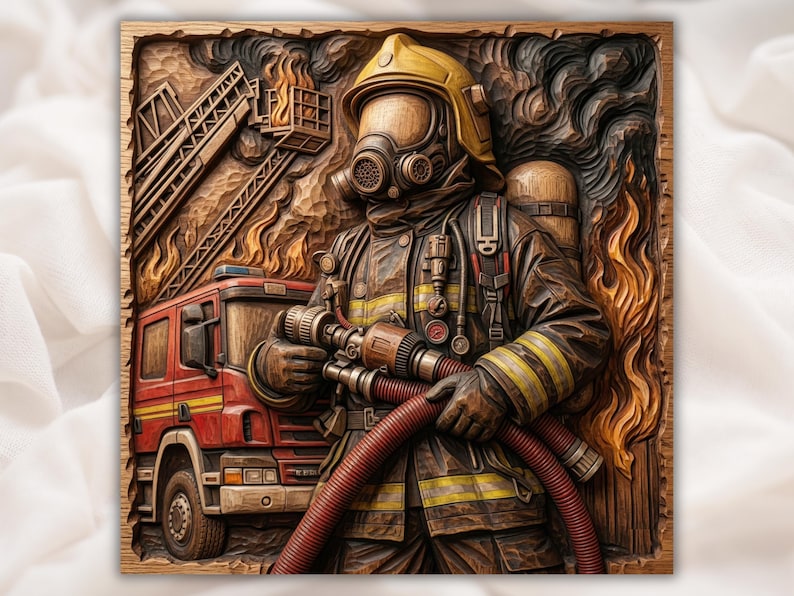 Firefighter 3D Relief STL bas-relief STL