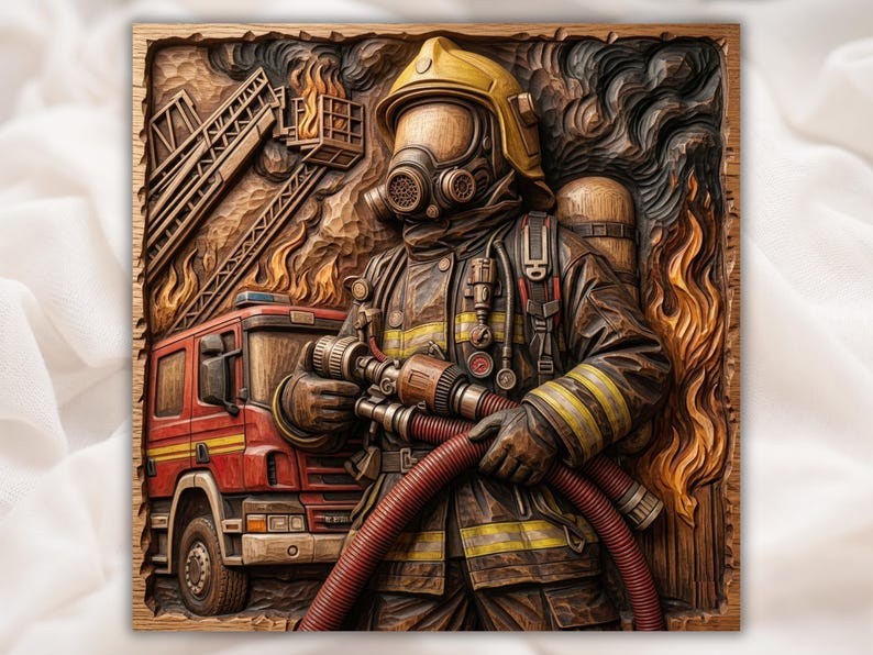 Firefighter 3D Relief STL bas-relief STL design