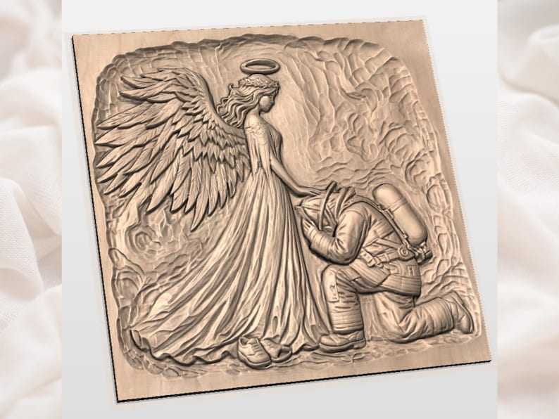 Firefighter Angel 3D Relief STL view 2