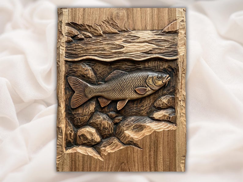 Fish 3D Relief STL File bas-relief STL