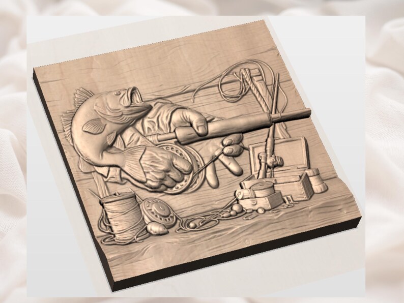 Fishing Gear 3D Relief STL view 3
