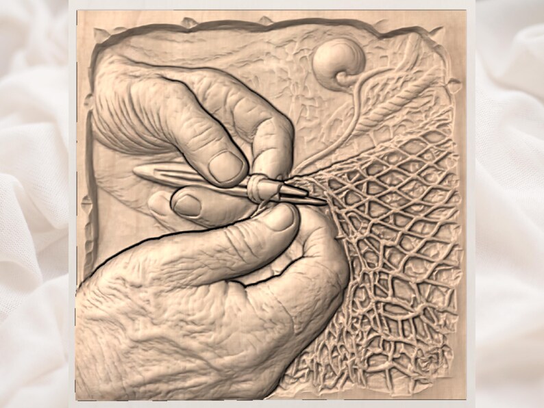 Fishing Net Repair Relief STL view 3