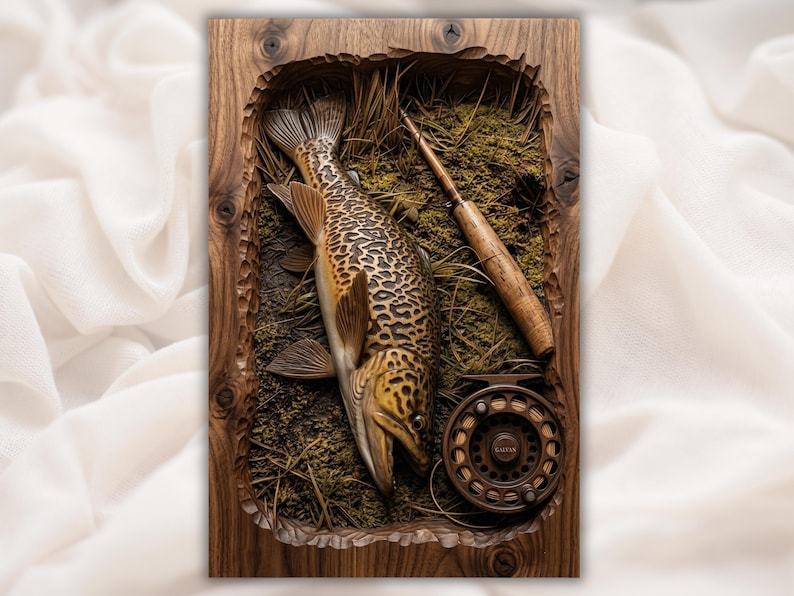 Fishing Trout STL bas-relief STL