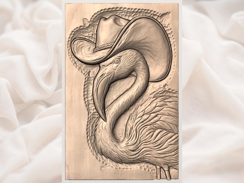 Flamingo Cowboy Hat STL view 3
