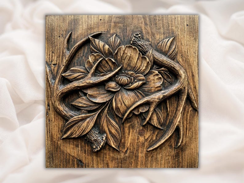 Floral Antler 3D Bas Relief STL bas-relief STL