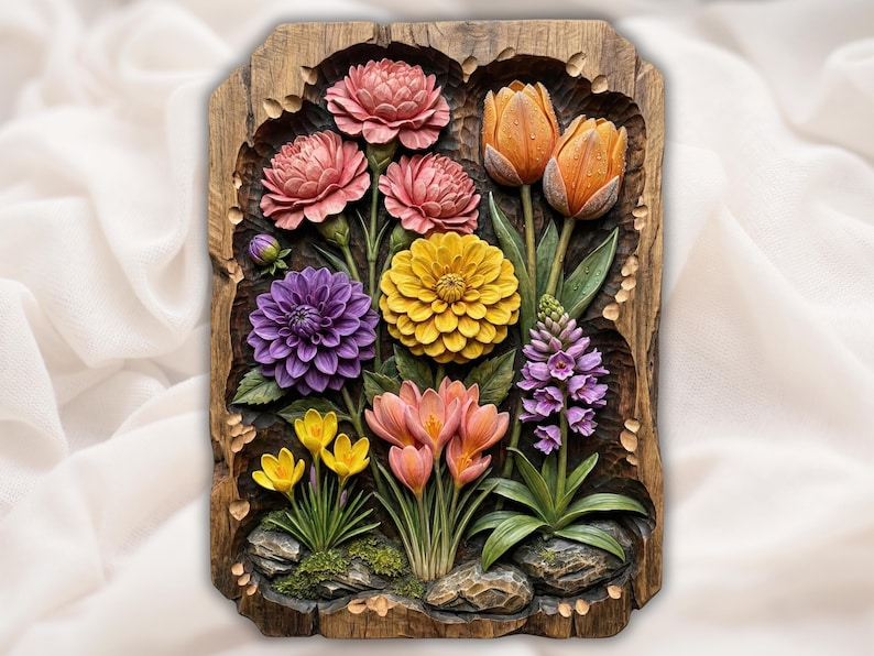 Floral Bouquet STL 3D Relief bas-relief STL