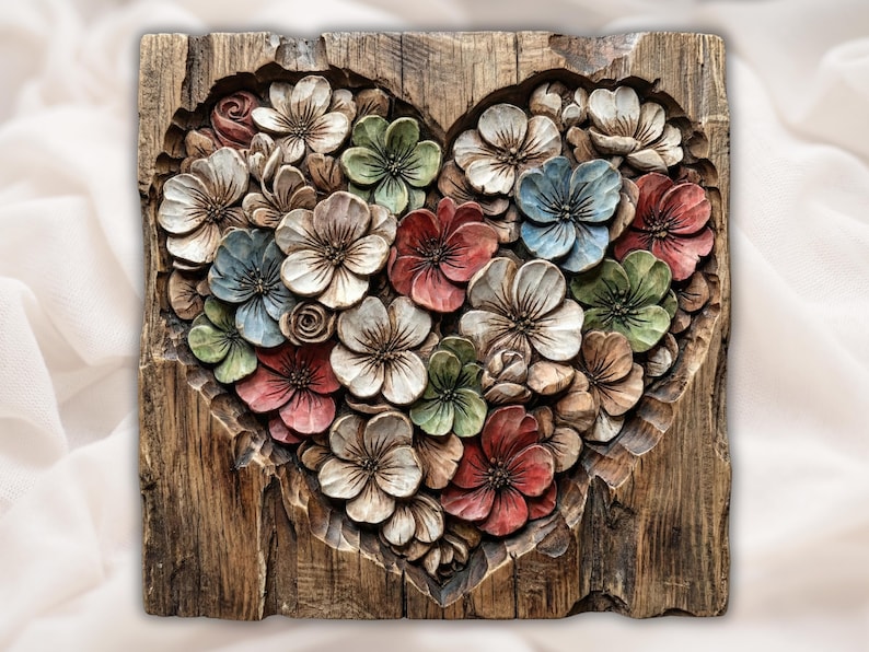 Floral Heart Relief STL bas-relief STL