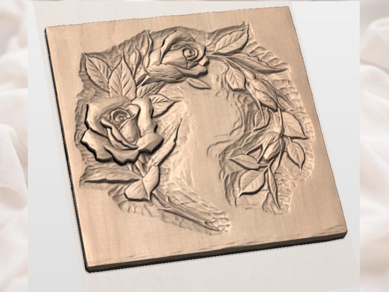 Floral Rose Border STL view 3