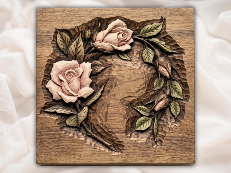 Floral Rose Border STL bas-relief STL design