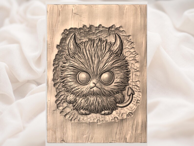 Fluffy Red Devil 3D Relief STL view 3