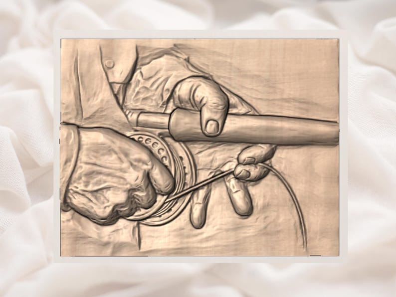 Fly Fishing Hands 3D Relief STL view 2