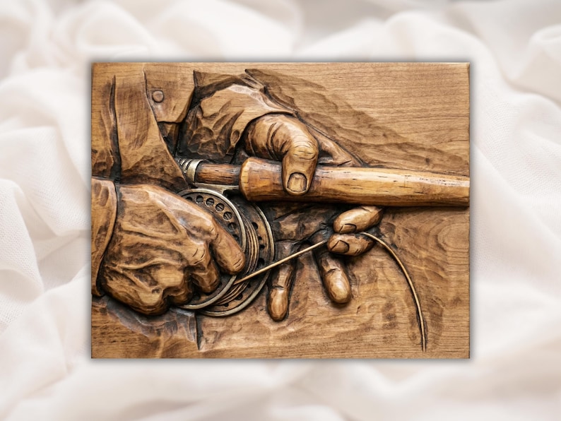 Fly Fishing Hands 3D Relief STL bas-relief STL design