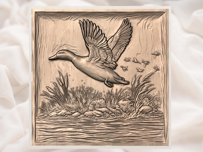 Flying Duck 3D Relief STL view 3