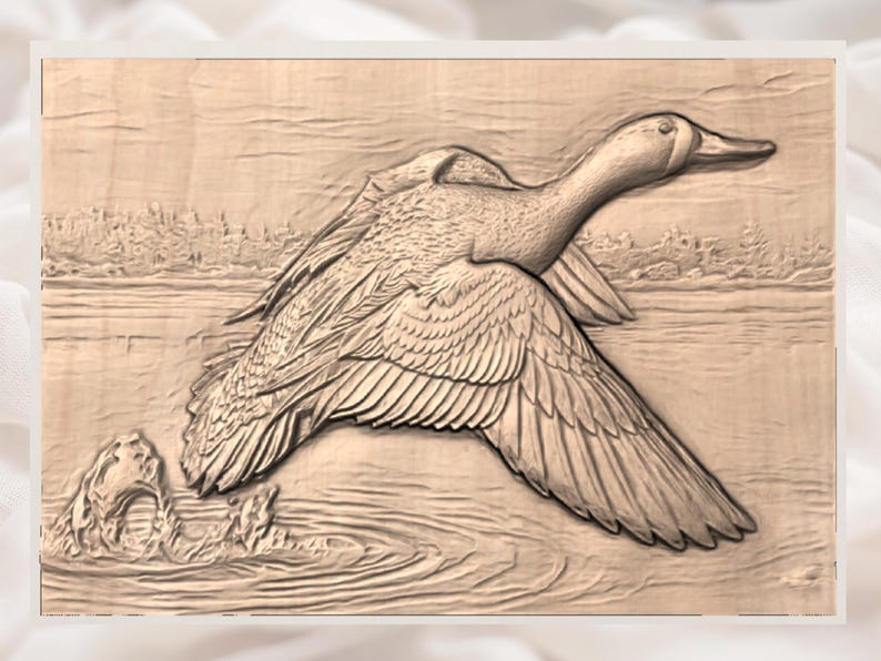 Flying Duck 3D Relief STL File view 3